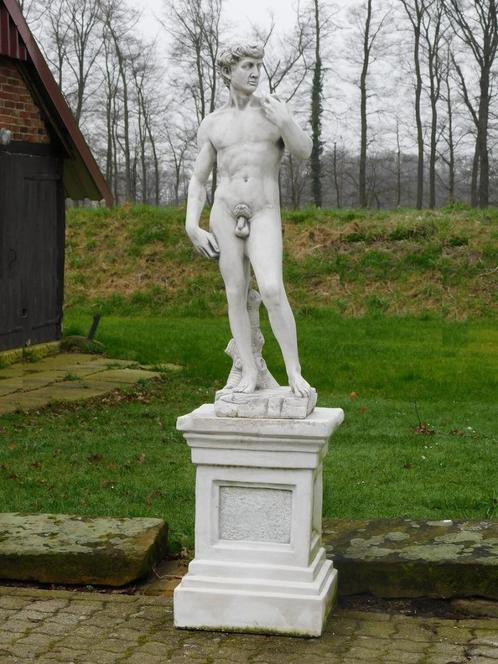 Statue David XL sur socle - 170 cm - Pierre, Jardin & Terrasse, Statues de jardin, Neuf, Pierre, Enlèvement ou Envoi