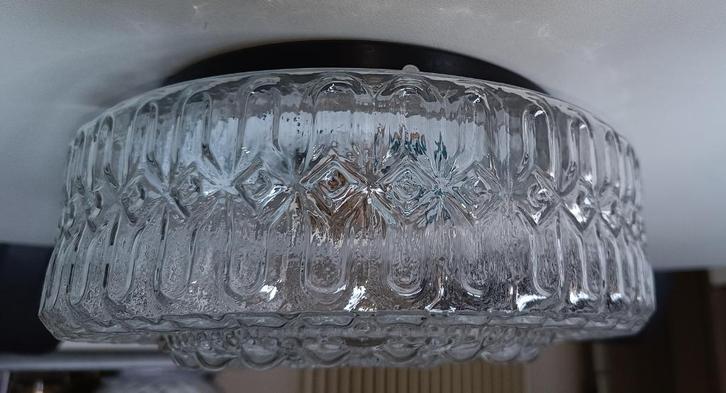 Vintage plafondlamp, Huis en Inrichting, Lampen | Plafondlampen, Zo goed als nieuw, Glas, Metaal, Ophalen
