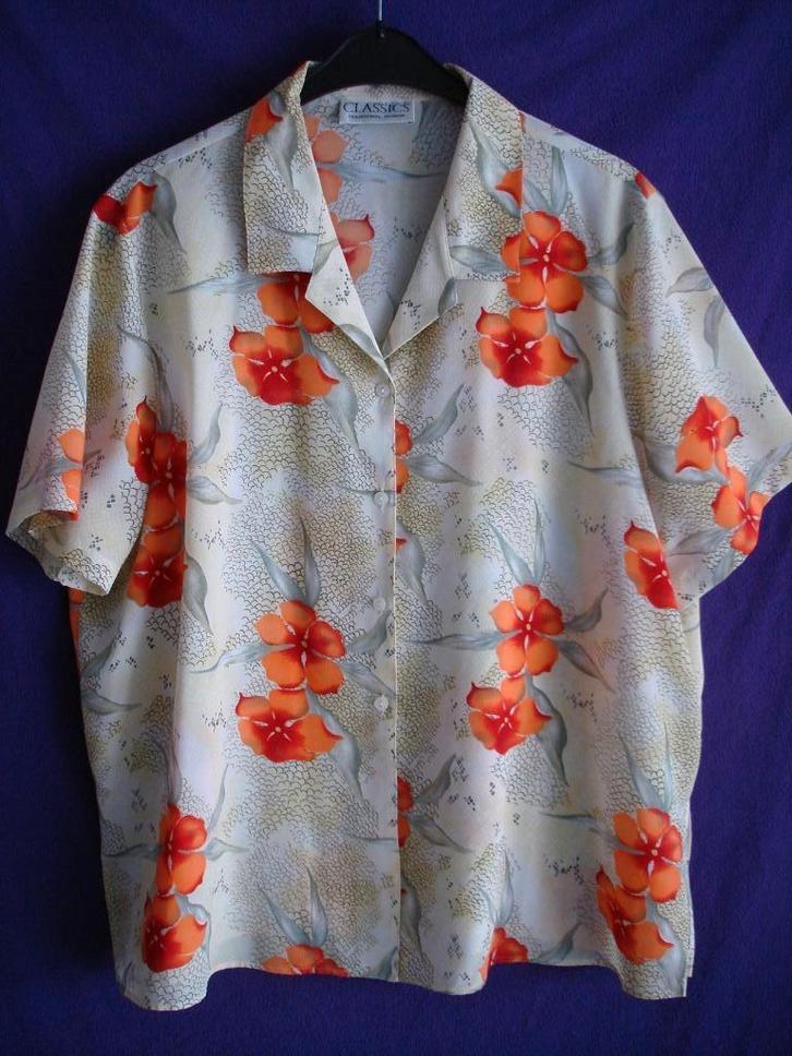 Fleurige zomerblouse met korte mouwen zacht groen met oranje, Vêtements | Femmes, Blouses & Tuniques, Porté, Taille 46/48 (XL) ou plus grande