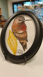 Ingekaderd aquarel schilderij: kleurrijk vogeltje, Ophalen of Verzenden