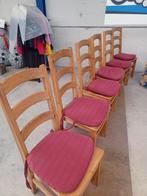 6 houten stoelen met kussens, Huis en Inrichting, Stoelen, Ophalen