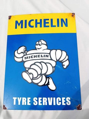 Grand panneau d'affichage émaillé Michelin Tyre Services ver