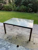 Metalen glazen tafel, Ophalen, Gebruikt, 100 tot 150 cm, 150 tot 200 cm