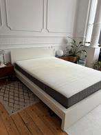 Lit Ikea Malm + matelas Hovag 140x200, Ophalen, Gebruikt, Wit, Tweepersoons