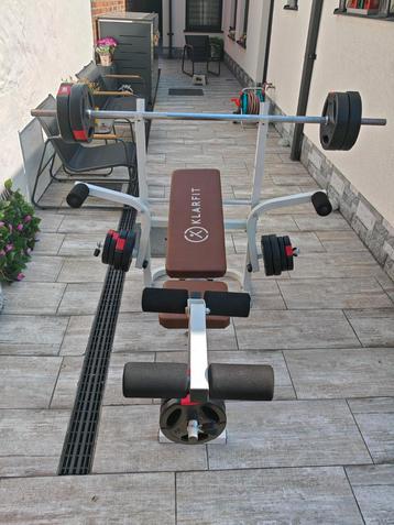 Bench press Klarfit+ 50kg weights+ dumbbell bar, Ophalen, Zo goed als nieuw, Dumbbell