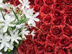 Partij kunstbloemen rood/rode rozen decoratie bloemen kunst, Décoration, Envoi, Neuf