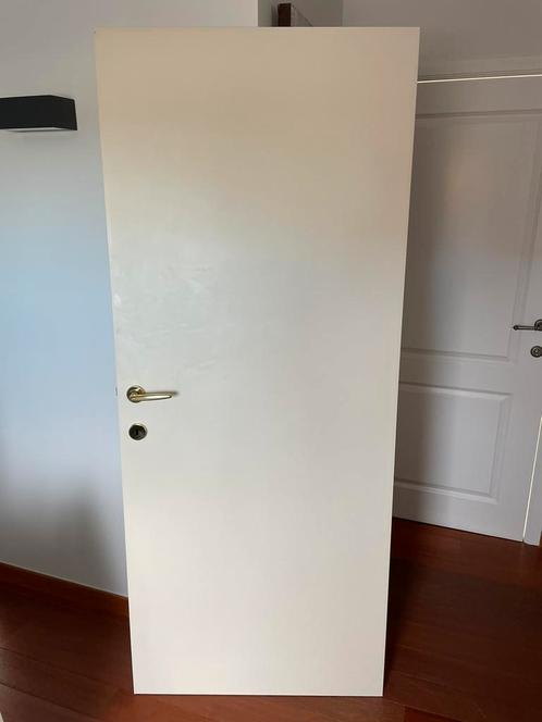1 vlakke schilderdeur en 1 volledige chambrant., Doe-het-zelf en Bouw, Deuren en Vliegenramen, Gebruikt, Binnendeur, 200 tot 215 cm