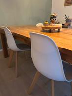 Eettafels wit met houten poten, Huis en Inrichting, Ophalen, Zo goed als nieuw, Vier personen, Modern