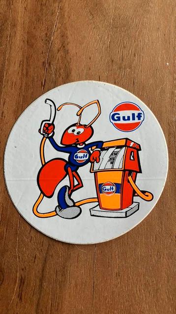 Oude originele vintage sticker gulf oil gas autosport rally beschikbaar voor biedingen