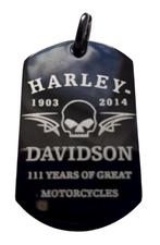 Harley Davidson 1903-2014 zwart stalen dog tag, Handtassen en Accessoires, Kettinghangers, Nieuw, Ophalen of Verzenden
