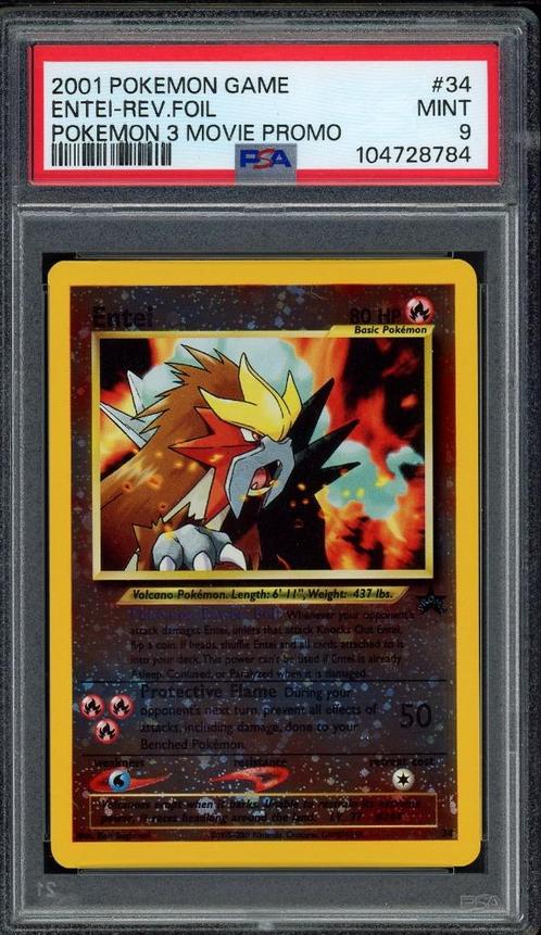 Entei Reverse Holo [Movie Promo] PSA 9 #34 Black Star Promo, Hobby en Vrije tijd, Verzamelkaartspellen | Pokémon, Zo goed als nieuw