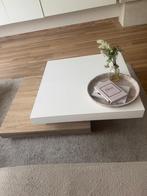 Design salontafel 75x75 – wit hoogglans & houtlook, Huis en Inrichting, Ophalen, Zo goed als nieuw