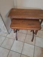 Table gigogne en bois plein et pied en fer forgé, Ophalen
