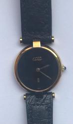 Vintage Must de Cartier Vermeil 925 Argent Plaque OR Quartz, Overige merken, Leer, Polshorloge, Ophalen of Verzenden