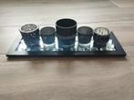 Plateau avec photophore noir et en verre, Ophalen, Zo goed als nieuw, Zwart, Overige materialen
