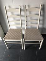 2 Chaises en bois blanc et toile, Fermette, Comme neuf, Deux, Enlèvement