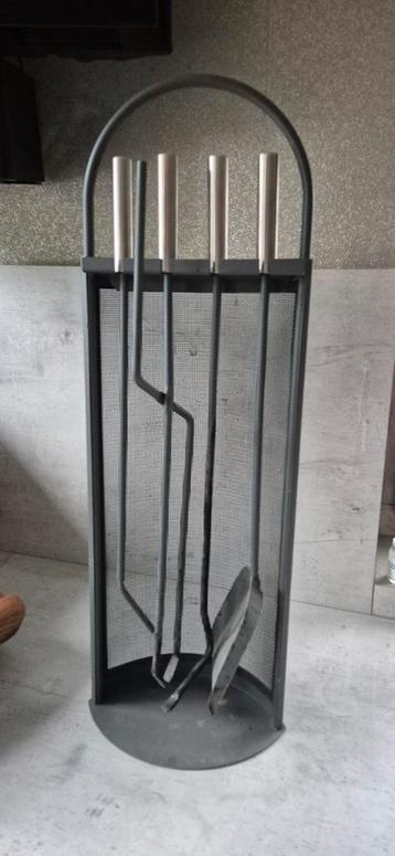 Haardset compleet met inox handvaten, Enlèvement, Comme neuf