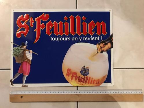 Tôle brasserie de St. Feuillien, Bières, le Roeulx., Collections, Marques de bière, Utilisé, Panneau, Plaque ou Plaquette publicitaire