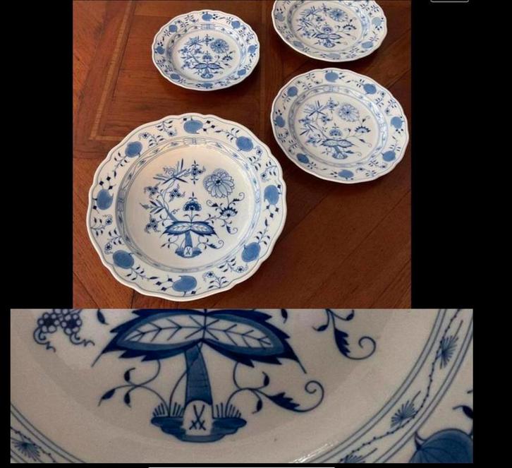 Set Meissen porselein borden, schotel, schaal. Gemerkt., Antiek en Kunst, Antiek | Schalen, Ophalen