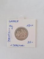 Greece 1 drachmai 1911 AG (Prachtig ++), Postzegels en Munten, Munten | Europa | Niet-Euromunten, Ophalen of Verzenden