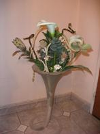 Vaas met namaak bloemen, Huis en Inrichting, Woonaccessoires | Vazen, Ophalen, Overige kleuren, 50 tot 75 cm, Glas