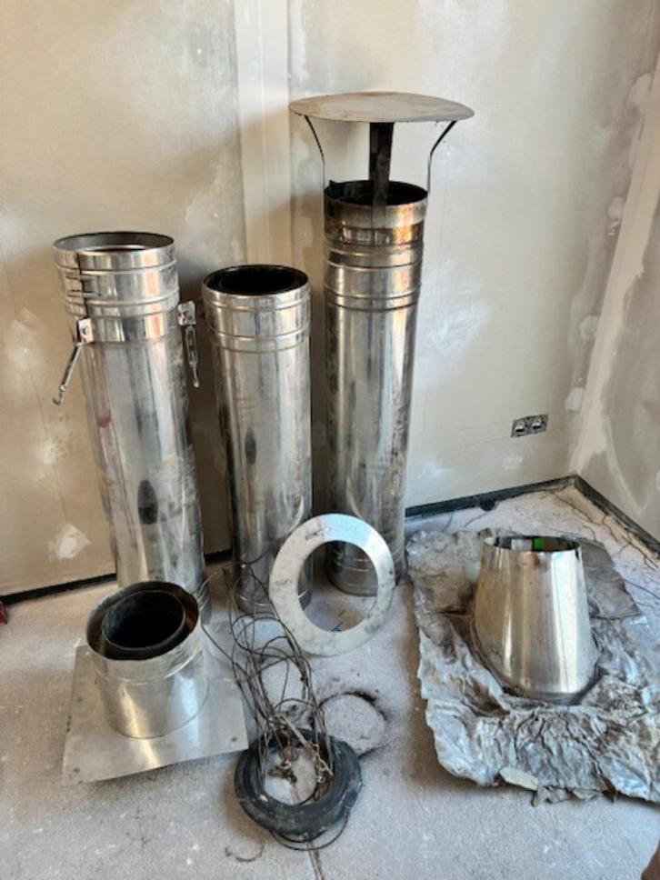 Dubbelwandige kachelbuizen inox, Doe-het-zelf en Bouw, Ventilatie en Afzuiging, Zo goed als nieuw, Ophalen
