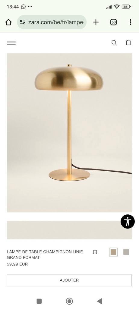 zara home Lampe dorée / Golden Lamp, Huis en Inrichting, Lampen | Tafellampen, Nieuw, Ophalen