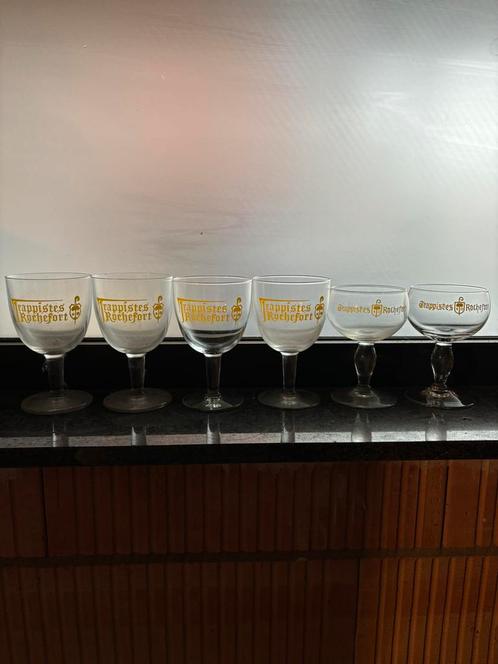 Zes bierglazen trappistes Rochefort, Verzamelen, Biermerken, Zo goed als nieuw, Glas of Glazen, Overige merken, Ophalen of Verzenden
