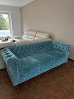Blauwe Chesterfield – microvezel – zo goed als nieuw, Huis en Inrichting, Ophalen, Zo goed als nieuw