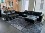 Lederen sofa set 3P + 2P + voetenbank, Huis en Inrichting, Ophalen, Gebruikt, Rechte bank, Leder, modern