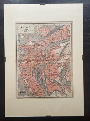 Luik - Belgie - 1885 oude kaart - Liege