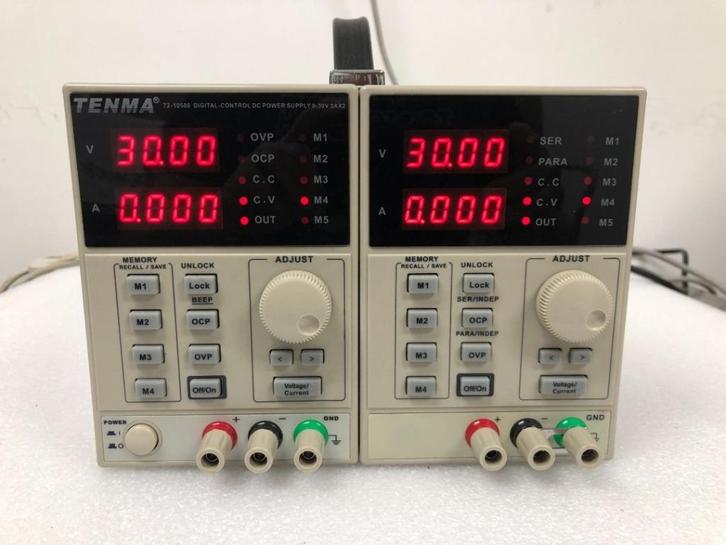 Tenma 72-10500 digitale regelbare labo voeding 2x30V 2x3A, Hobby en Vrije tijd, Elektronica-componenten, Zo goed als nieuw, Ophalen