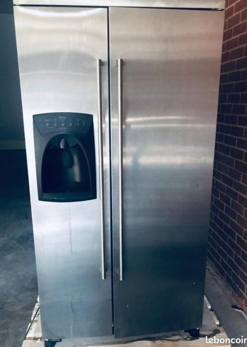 Grote Amerikaanse koel-vriescombinatie Amana Inox, Elektronische apparatuur, Koelkasten en IJskasten, Zo goed als nieuw, Ophalen