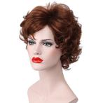 Moderne pruik roodbruin kort krullend haar kleur 30, Verzenden, Nieuw