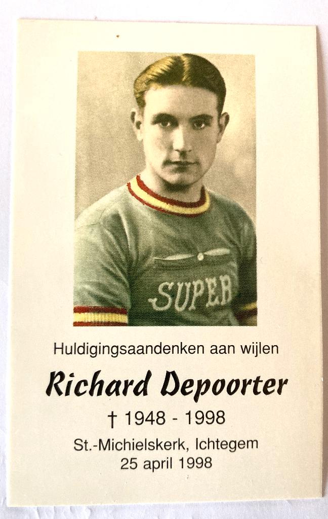 Origineel Bidprentje  van wielrenner Richard Depoorter, Verzamelen, Bidprentjes en Rouwkaarten, Bidprentje, Ophalen of Verzenden
