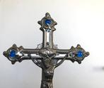 Kruis Crucifix zilver blauwe sierstenen H 40😍💑🙏💎🤗, Antiek en Kunst, Antiek | Religieuze voorwerpen, Ophalen of Verzenden