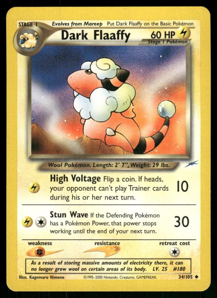 Dark Flaaffy 34/105 - Neo Destiny, Hobby en Vrije tijd, Verzamelkaartspellen | Pokémon, Gebruikt, Verzenden