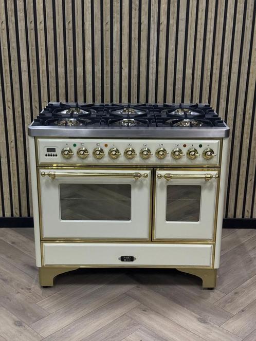 Luxe Boretti Majestic Crème 100cm 6 pits Gas + Elektr. Ovens, Elektronische apparatuur, Fornuizen, Gas, Ophalen of Verzenden