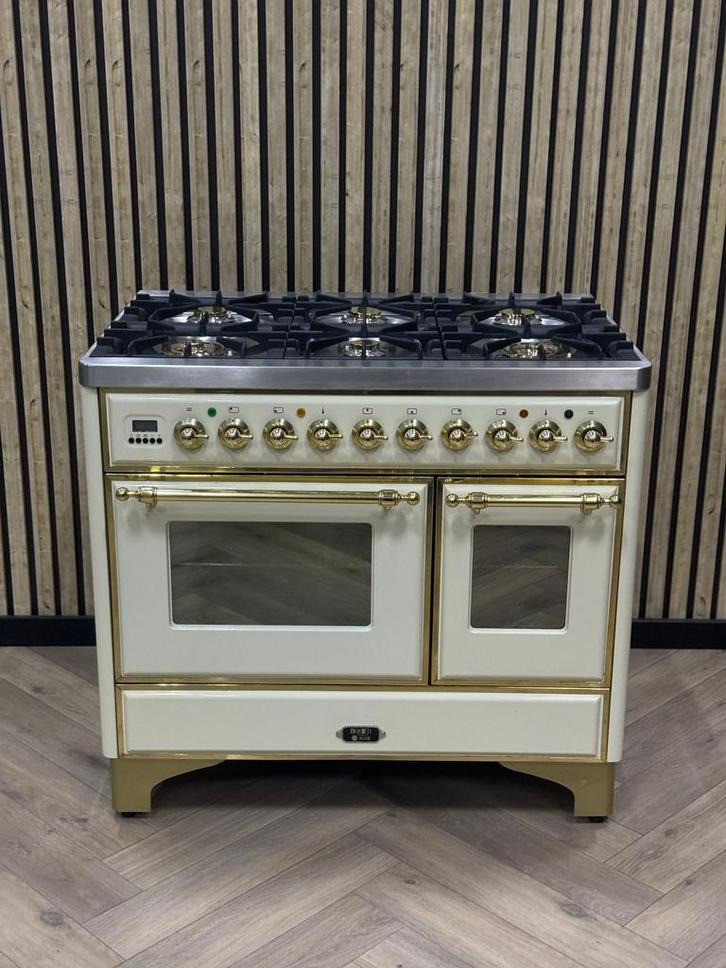 Luxe Boretti Majestic Crème 100cm 6 pits Gas + Elektr. Ovens, Elektronische apparatuur, Fornuizen, Gas, Ophalen of Verzenden