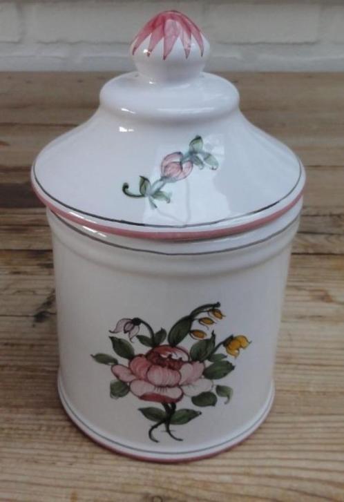 Franse Moustiers pot met deksel,  bloemen, Antiek en Kunst, Curiosa en Brocante, Ophalen of Verzenden