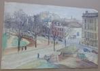 ONBEKEND / STADSZICHT / ORIGINEEL WERK / 32x50cm, Antiek en Kunst, Ophalen of Verzenden