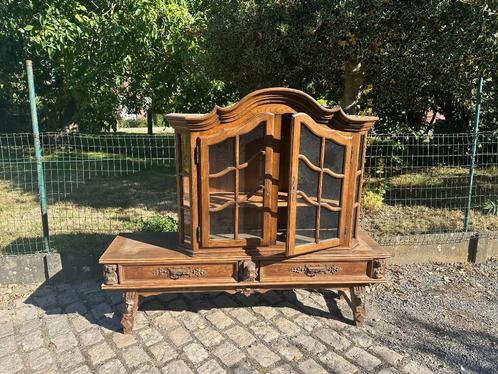 antieke jachtkast en bovendeel vitrinekast, Antiek en Kunst, Antiek | Meubels | Kasten, Ophalen of Verzenden