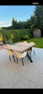 Tuintafel met 4 stoelen, Jardin & Terrasse, Tables de pique-nique, Enlèvement, Utilisé, Rectangulaire, Bois