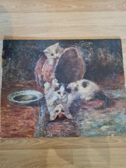 19e eeuws schilderij/Henriette Ronner (volgeling) Spelende k, Antiek en Kunst, Kunst | Schilderijen | Klassiek, Verzenden