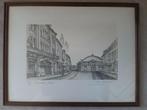 Pentekening of Ets Mechelen. Botermarkt., Antiek en Kunst, Ophalen