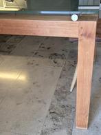 Eiken tafel met glazen blad, Ophalen, Klassiek, 200 cm of meer, Zo goed als nieuw