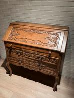 Eikenhouten secretaire in Louis XV-stijl met houtsnijwerk, Huis en Inrichting, Kasten | Secretaires, Ophalen, Zo goed als nieuw