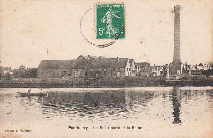 1906 - FRANCE - Ponthierry : La Stéarinerie et la Seine, Collections, Cartes postales | Étranger, Affranchie, France, Avant 1920