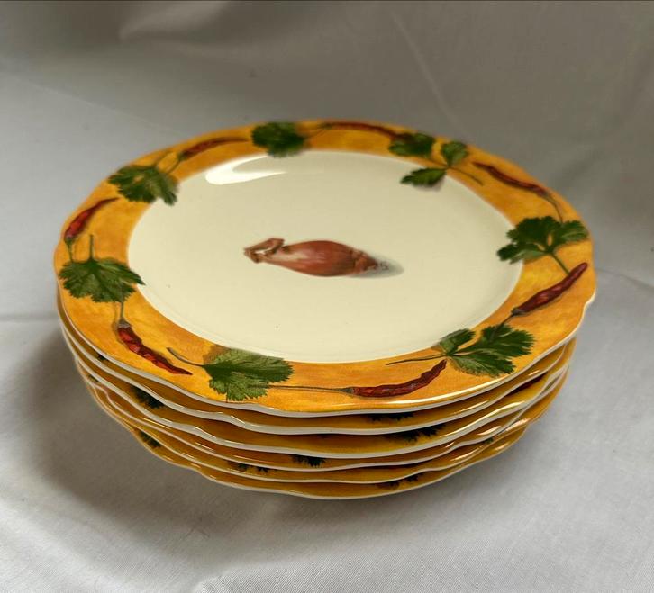Gien Poivre et Sel - set van 6 borden - Valerie Roy, Antiek en Kunst, Antiek | Servies los, Ophalen of Verzenden