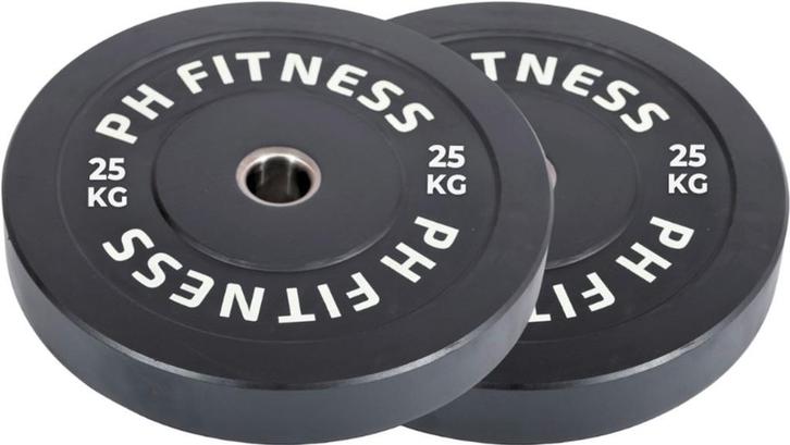 PH Fitness Bumper Plates 25KG Set – Rubber 50mm (2x), Sports & Fitness, Équipement de fitness, Neuf, Barre d'haltères, Bras, Jambes